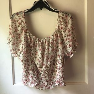 Rabbit Rose Floral cottage core peasant blouse